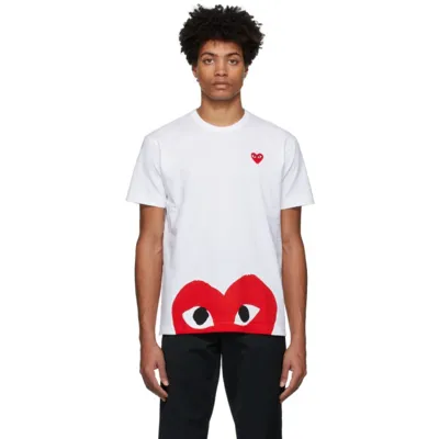 Comme Des Garçons Play White & Red Half Heart T-shirt