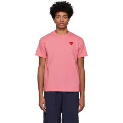 Comme Des Garçons Play Pink Heart Patch T-shirt In 3 Pink