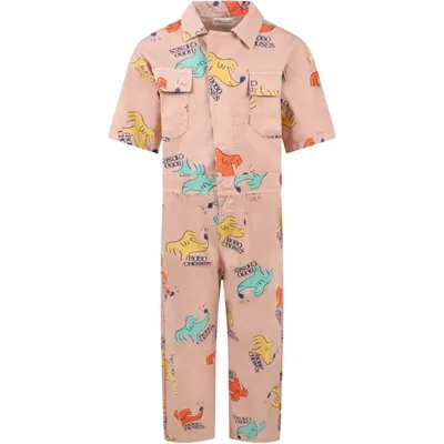 Bobo Choses Pink Overall For Kids Wirh Dogs