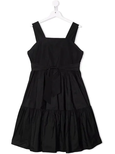 Msgm Kids' Embroidered-logo Detail Dress In Black