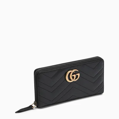 Gucci Black Marmont Gg Zip Around Wallet