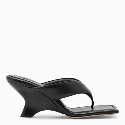 Gia Borghini Black Gia 6 Wedge Thong Sandals