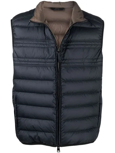 Brioni Quilted-finish Down Gilet In Blue