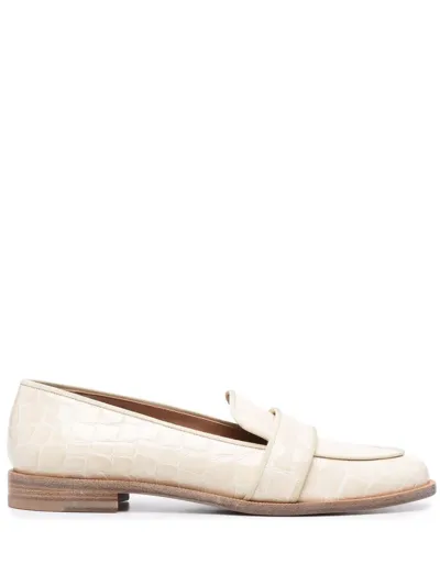 Aquazzura Crocodile-effect Loafers In Neutrals