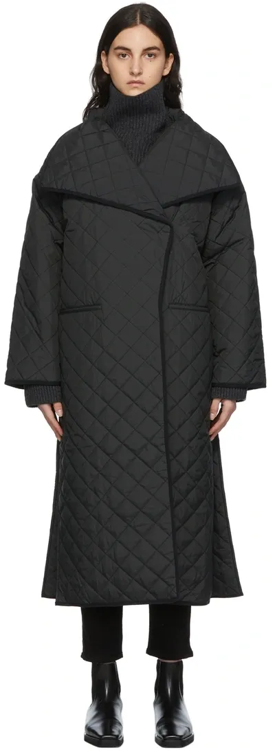 Totême Black Quilted Coat In 200 Black