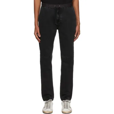 Frame Denim Drawstring Jogger Pants In Washed Noir