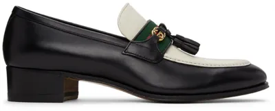 Gucci Paride Gg Web-stripe Tassel Leather Loafers In Black