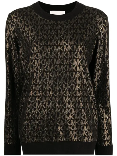 Michael Michael Kors Metallic Logo-print Jumper In Schwarz