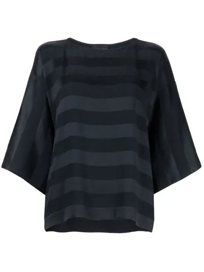 Giorgio Armani Striped 3/4s Oversize Tunic In Night Sky