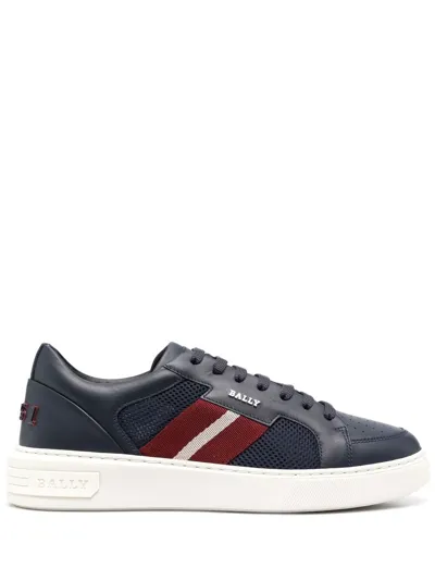 Bally Moony Side-stripe Leather Sneakers In Blue