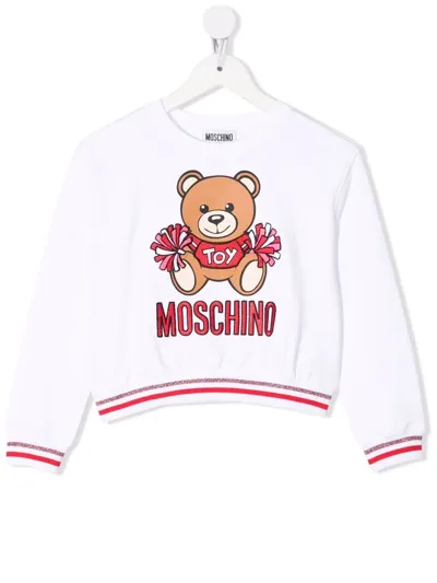 Moschino Kids' Teddy Bear Print Sweatshirt In White