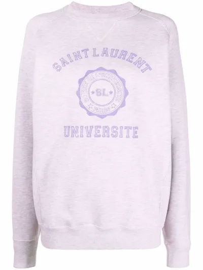 Saint Laurent Oversize Sl University Sweatshirt In Lilas Lilasfonce