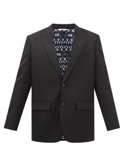 Valentino Single-breasted Virgin Wool-blend Blazer In Black