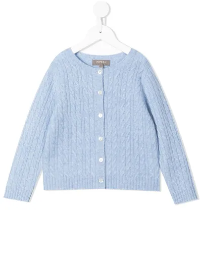 N•peal Kids' Cable-knit Cardigan In Blue