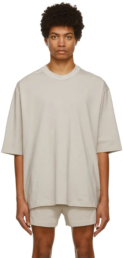 Fear Of God Beige Oversized Crewneck Sleeve In Grey