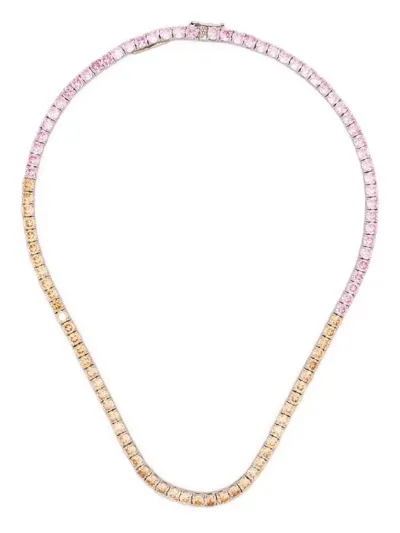 Mounser Laguna Ombré Crystal Tennis Necklace In Pink/yellow