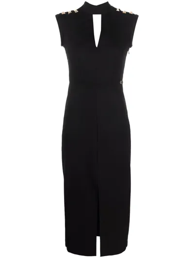 Twinset Stud Detail Fitted Dress In Schwarz