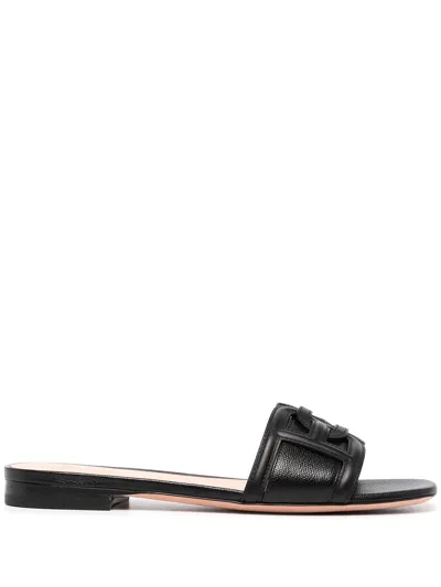 Bally Embossed-logo Leather Slides In Black