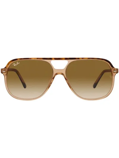 Ray Ban Clear Gradient Brown Aviator Unisex Sunglasses 0rb2198 129251 60 In Havana On Transparent Brown 2