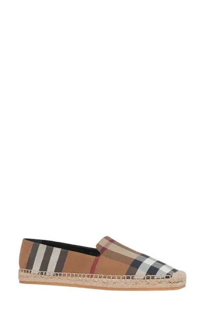 Burberry Icon Stripe Square-toe Espadrilles In Birch Brown Check