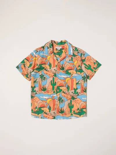 Stella Mccartney Kids'  Shirt With Cactus Print In Orange