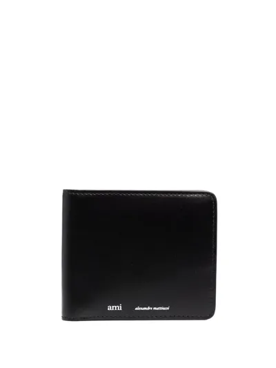 Ami Alexandre Mattiussi Logo-print Leather Cardholder In Schwarz