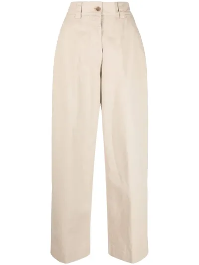 Aspesi High-rise Straight-leg Trousers In Beige