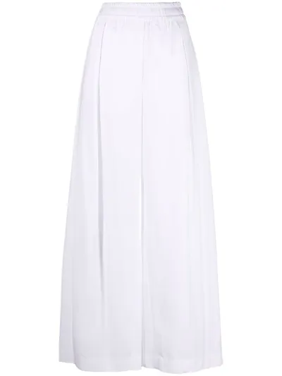 Aspesi Elastic Waist Wide Leg Plain Trousers In White