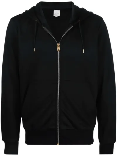 Paul Smith Fine-knit Zip-up Hoodie In Black