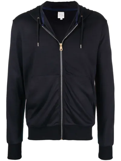 Paul Smith Fine-knit Zip-up Hoodie In Navy