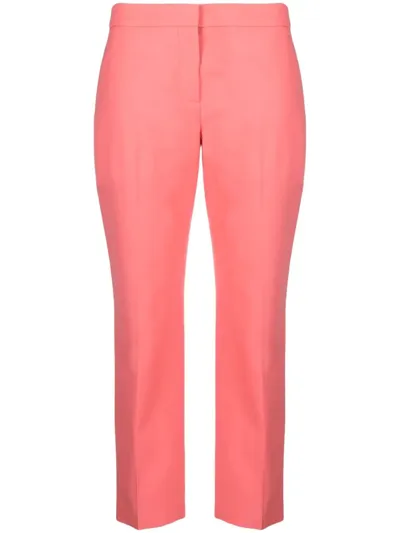 Alexander Mcqueen Mid-rise Cropped Trousers In Pink