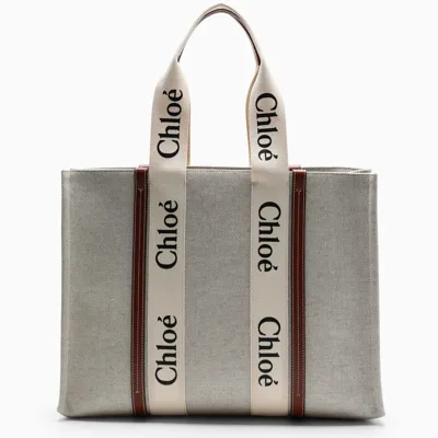 Chloé White/brown Large Woody Bag