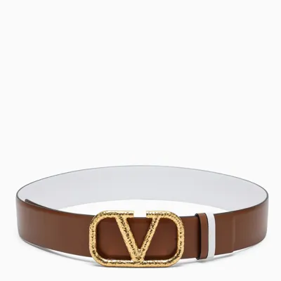 Valentino Garavani Brown/white Vlogo Reversible Belt 40 Mm