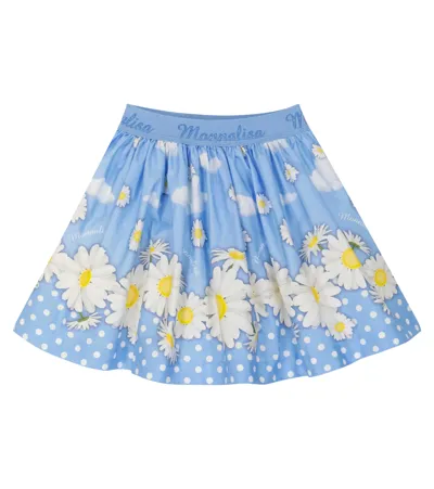 Monnalisa Kids' Light Blue Skirt With Floreal Print