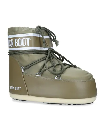 Moon Boot Mens Khaki Icon Low 2 Lace-up Nylon Snow Boots M In Khaki/olive