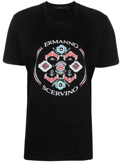 Ermanno Scervino Abstract Logo Print T-shirt In Black