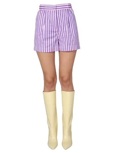 Etro Striped Cotton Poplin Shorts In Multicolor