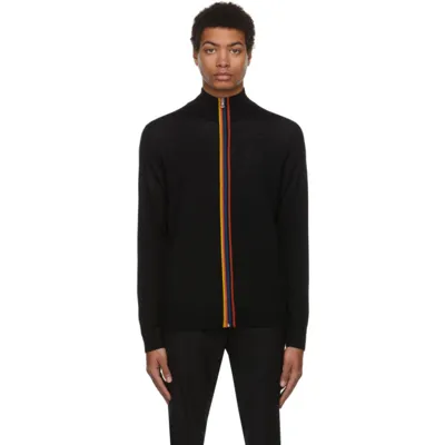 Paul Smith Black Artist Stripe Zip-up Sweater In Dark Blue