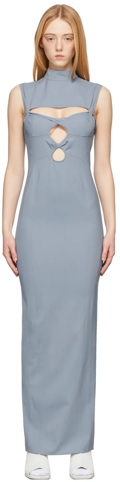 Jacquemus Palmi Cutout Stretch-wool Maxi Dress In Blue