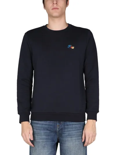 Paul Smith Logo-print Crew-neck Sweatshirt In Blue