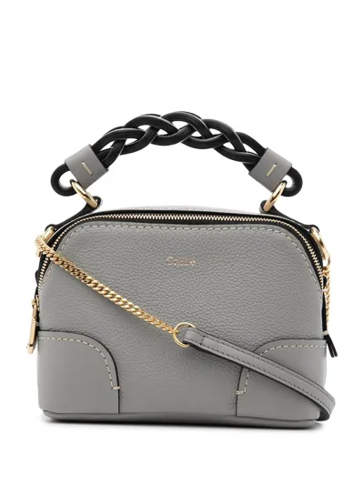 Chloé Mini Daria Crossbody Bag In Grigio