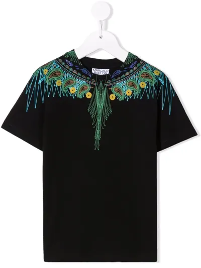 Marcelo Burlon County Of Milan Bandana Wings Graphic-print Cotton T-shirt 4-12 Years In Black