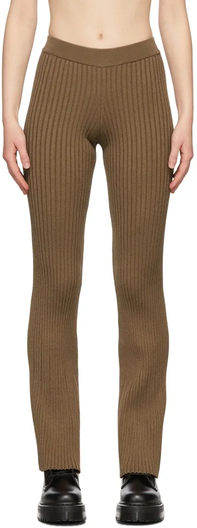 Ami Alexandre Mattiussi Brown Ribbed Lounge Pants In Praline