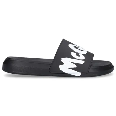 Alexander Mcqueen Beach Sandals Slider In Black