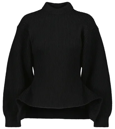 Alaïa English Ribbed Wool & Cashmere Sweater In Noir