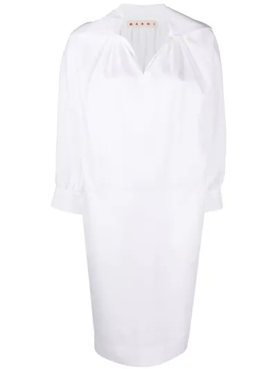 Marni Split-neck Shirtdress In White