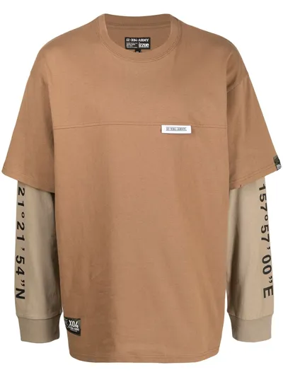 Izzue Logo-patch Layered T-shirt In Brown