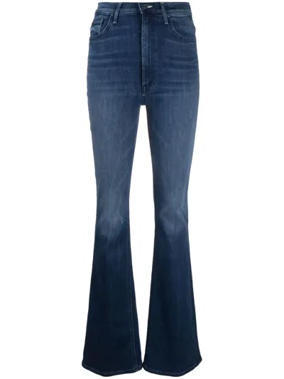 Mother High-waisted Flared Crop Jeans In Blau