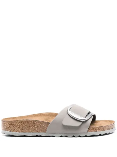 Birkenstock Madrid Sandals Woman Gray In Leather In Silver Metalic