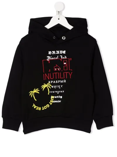 Diesel Teen Summerb4 Over Graphic Hoodie In Black